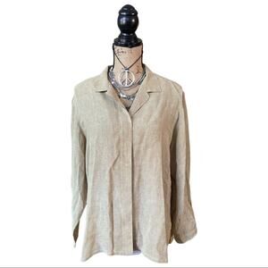 ASIATICA KANSAS CITY 100% Linen shirt tan/beige LARGE